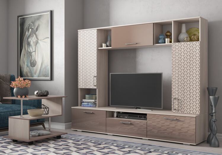 Оптимальные размеры стенки под телевизор в гостиной
