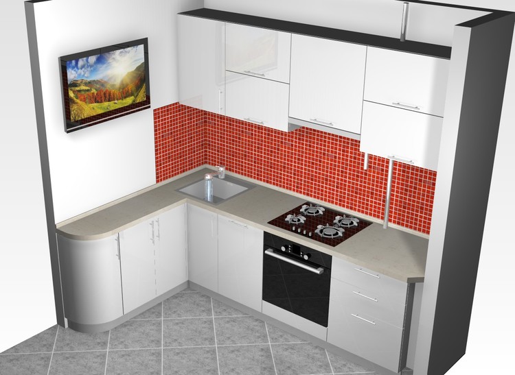 Дизайн углового кухонного гарнитура для кухни 6 кв. м